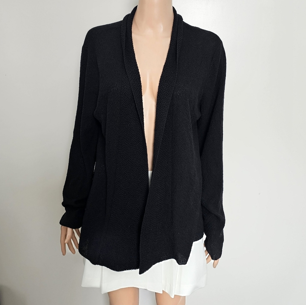Eileen Fisher Open Front Knit Wool Cardigan